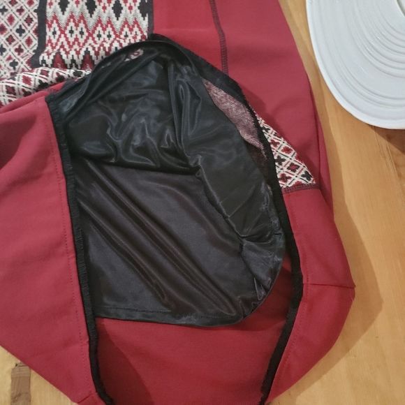 Desigual XLarge NWT Red Burgundy Patchwork Sheath Dress - Red Sweaterdress - Picture 13 of 13